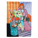 Lady with her Pug House Flag 28x40 Porch Sleeve Pole Decorative Outside Yard Banner Artwork Wall Hanging, Polyester