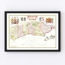 Vintage Map of Sussex 1665