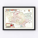 Vintage Map of Kent 1665