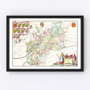 Vintage Map of Gloucestershire 1665