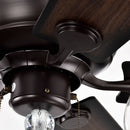 52" Crystal Shade Ceiling Fan Lamp, 3 Speed, 4 Timing, 5 Reversible Blades Crystal Ceiling Fan, 5 Pieces X E12 (No Include Bulb), Hand Pull Chain - Matte Black by HouseOfZazla