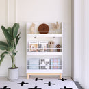 Wall Mounted Bookshelf, 3 Front Facing Display Shelves For Toddler Bedroom - White