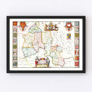 Vintage Map of Oxfordshire 1665