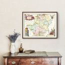 Vintage Map of Hertfordshire 1665