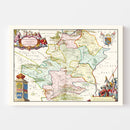 Vintage Map of Hertfordshire 1665