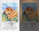 Shar Pei Ceramic Night Light Compact, UL-Certified, Ideal for Bedroom, Bathroom, Nursery, Hallway, Kitchen, 6x4x3, Multicolor