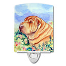 Shar Pei Ceramic Night Light Compact, UL-Certified, Ideal for Bedroom, Bathroom, Nursery, Hallway, Kitchen, 6x4x3, Multicolor