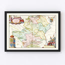 Vintage Map of Hertfordshire 1665