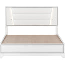 3-Pieces Bedroom Sets Queen Size Upholstered Bed with LED Lights, Nightstands and Dresser with Metal Handles and Sparkling Shiny Decoration, White