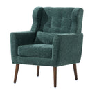 Modern Accent Chair, Arm Chairs For Living Room, Upholstered Mordern Armchair, Comfy Soft Padded Lounge Chair In Small Space, Bedroom, With Pillow, Solid Wood Leg by HouseOfZazla