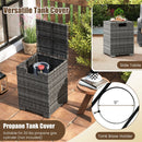 2-Piece Outdoor Rattan Fire Table Set 32 Inch Rectangle Gas Firepit with Tank Cover by LJGDeals