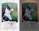 Harlequin Great Dane Ceramic Night Light Compact, UL-Certified, Ideal for Bedroom, Bathroom, Nursery, Hallway, Kitchen, 6x4x3, Multicolor