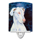 White Great Dane Ceramic Night Light Compact, UL-Certified, Ideal for Bedroom, Bathroom, Nursery, Hallway, Kitchen, 6x4x3, Multicolor