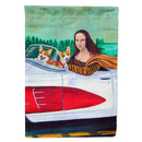 Mona Lisa with  Corgi House Flag 28x40 Porch Sleeve Pole Decorative Outside Yard Banner Artwork Wall Hanging, Polyester