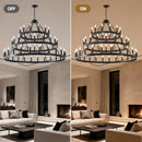 3 Tiers Wagon Wheel Chandelier - 54-Light Matte Black Metal by HouseOfZazla
