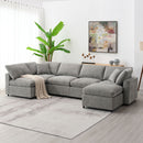Modern Modular Cloud Sofa Bed, 6 Seat Sectional Couch Set With Ottoman, Free Combination, Convertible U Shaped Sleeper Sofa For Living Room