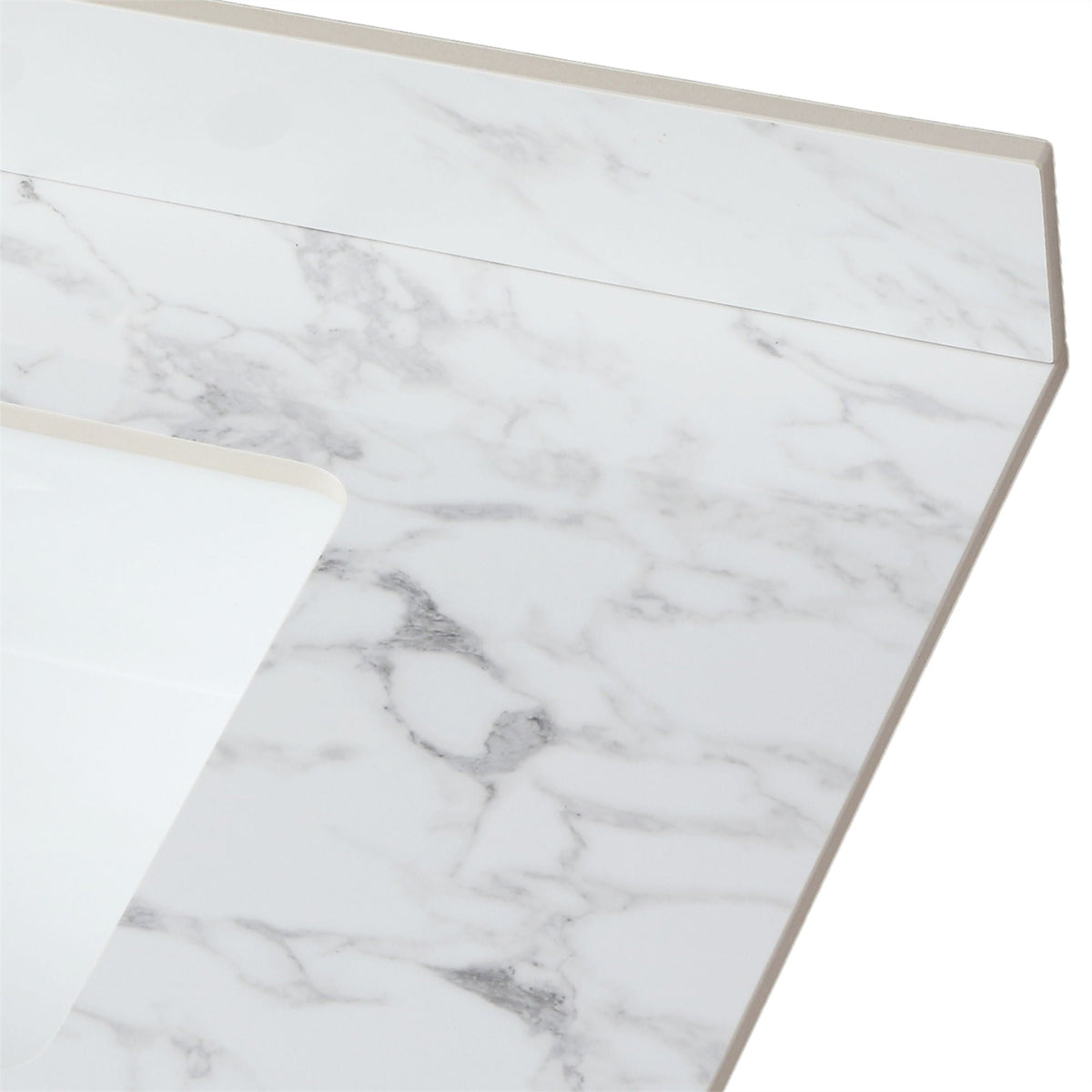 Elegant Bathroom Vanity Top With Rectangular Ceramic Sink And Backsplash, photo 11 of 19