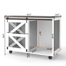 Mobile Dog Crate With Flip Top Feeding Door, Dual Access & 5 Caster System (2 Locking) - Brown White by HouseOfZazla