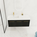 Contemporary 48" Wall Mounted Bathroom Vanity With Resin Sink And Soft Closing Doors And Line - Black Chestnut by HouseOfZazla
