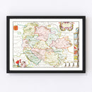 Vintage Map of Herefordshire 1665