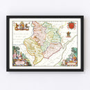 Vintage Map of Pembrokeshire 1665