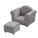 Kids Velvet Upholstered Chair With Ottoman For Comfortable Seating - Gray by HouseOfZazla