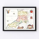 Vintage Map of Montgomeryshire 1665