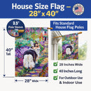 Corgi Garden Path House Flag 28x40 Porch Sleeve Pole Decorative Outside Yard Banner Artwork Wall Hanging, Polyester