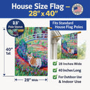 Corgi Footbridge House Flag 28x40 Porch Sleeve Pole Decorative Outside Yard Banner Artwork Wall Hanging, Polyester