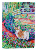 Corgi Footbridge House Flag 28x40 Porch Sleeve Pole Decorative Outside Yard Banner Artwork Wall Hanging, Polyester