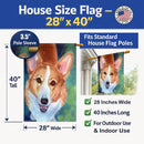 Corgi Norton House Flag 28x40 Porch Sleeve Pole Decorative Outside Yard Banner Artwork Wall Hanging, Polyester
