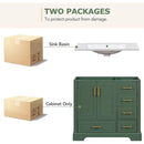 36-inch Traditional Bathroom Vanity with Resin Sink Combo Set, Green Bathroom Cabinet with Two Doors and Four Drawers