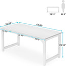 Executive Desk, Large Office Computer Workstation With Thick Frame - White by HouseOfZazla