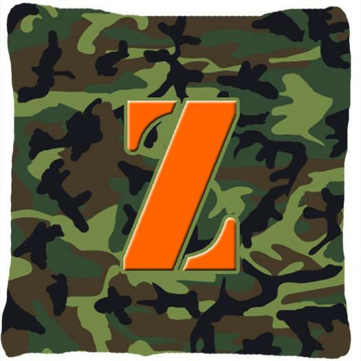 Monogram Initial Z Camo Green Decorative   Canvas Fabric Pillow CJ1030