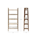 Mid - Century Design 5 Shelf Bookcase - Off White / Pecan