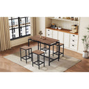5-Piece Compact Bar Table Set with Table and Stools - Modern Industrial Design, Space-Saving Furniture for Dining Room and Breakfast Nook (Dark Brown)