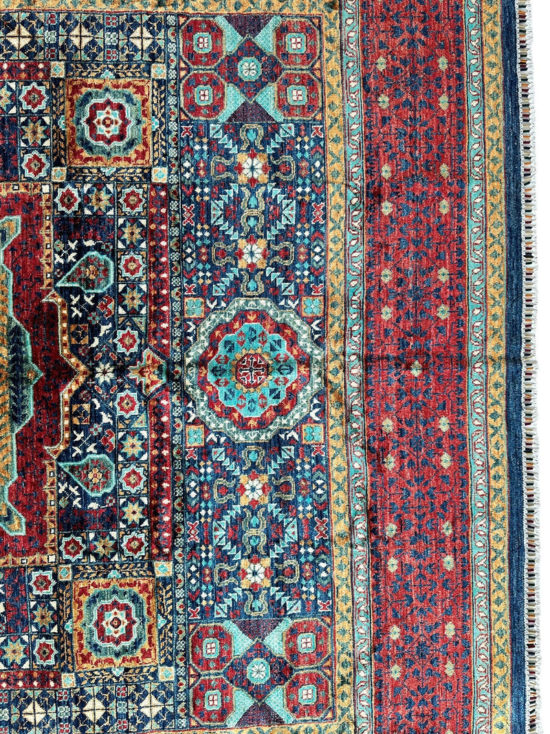 Hand-Knotted Mamluk Wool Rug – 8'4" x 9'9" – Intricate Geometric Masterpiece