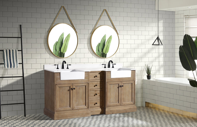 Kelly 72" Bathroom Vanity Weathered Fir - White Engineered Countertop