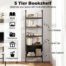 72.5 Inch Tall Bookshelf with Cabinet Anti-Tipping Kits and Metal Frame by LJGDeals