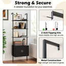 72.5 Inch Tall Bookshelf with Cabinet Anti-Tipping Kits and Metal Frame by LJGDeals