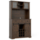72 Inch Coffee Bar Cabinet with Drawers and Sliding Barn Doors by LJGDeals
