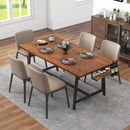 72 Inch Dining Table Rectangular Kitchen Table with 2-Bottle Wine Rack for 5-7-Walnut by LJGDeals
