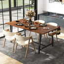 72 Inch Dining Table Rectangular Kitchen Table with 2-Bottle Wine Rack for 5-7-Walnut by LJGDeals