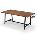 72 Inch Dining Table Rectangular Kitchen Table with 2-Bottle Wine Rack for 5-7-Walnut by LJGDeals