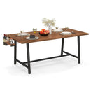 72 Inch Dining Table Rectangular Kitchen Table with 2-Bottle Wine Rack for 5-7-Walnut by LJGDeals