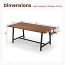 72 Inch Dining Table Rectangular Kitchen Table with 2-Bottle Wine Rack for 5-7-Walnut by LJGDeals
