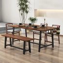 72 Inch Dining Table Rectangular Kitchen Table with 2-Bottle Wine Rack for 5-7-Walnut by LJGDeals