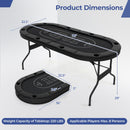72 Inch Foldable Poker Table for 8 Players Portable Oval Card Board Game Table-Black