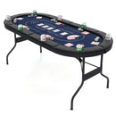 72 Inch Foldable Poker Table for 8 Players Portable Oval Card Board Game Table by LJGDeals