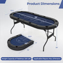 72 Inch Foldable Poker Table for 8 Players Portable Oval Card Board Game Table-Blue